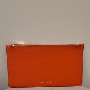Michael Kors Orange LEATHER Clutch EUC